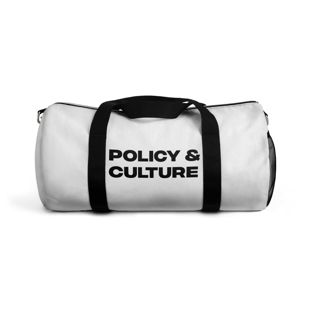 Policy & Culture Duffel Bag — Bold Logo Gym Travel Bag
