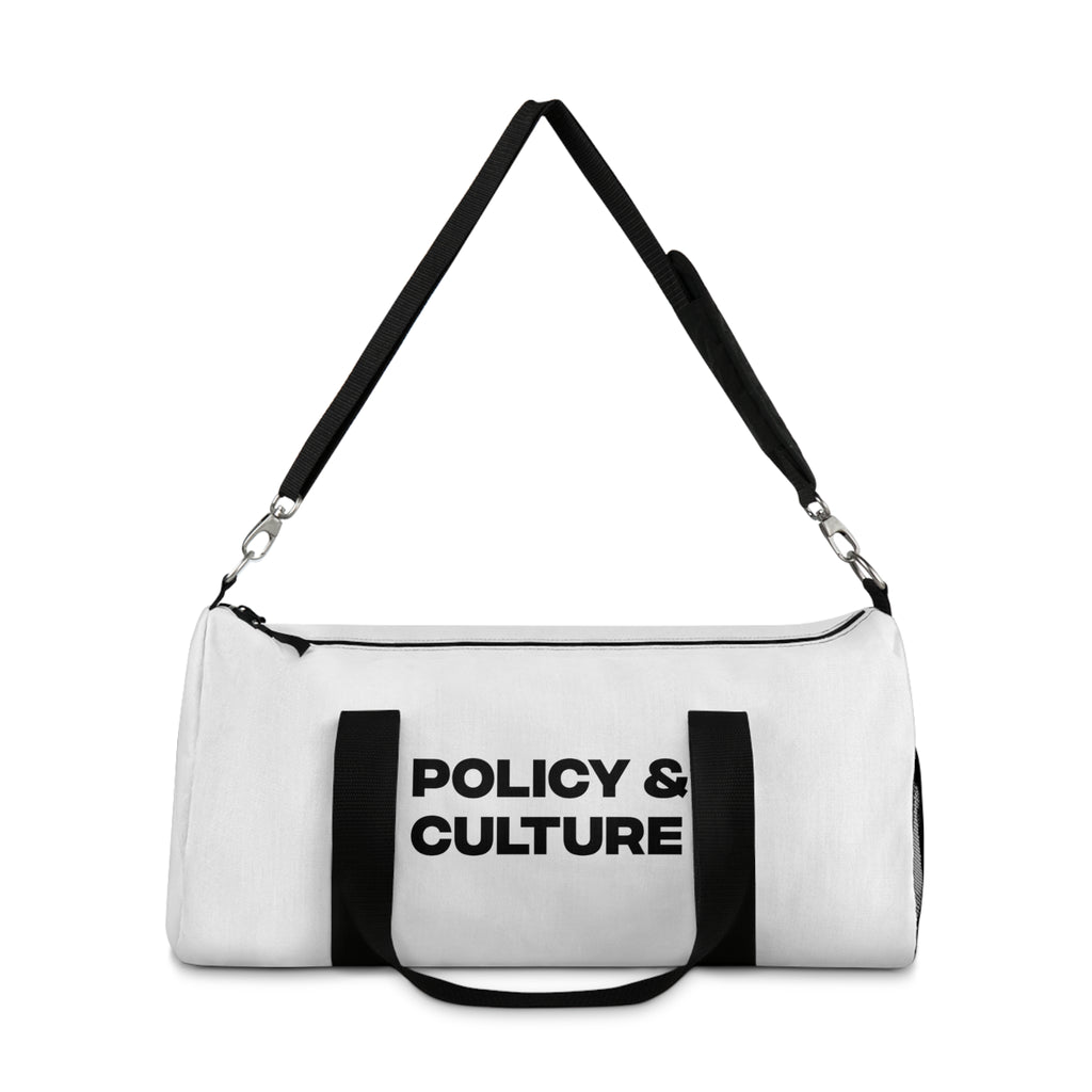 Policy & Culture Duffel Bag — Bold Logo Gym Travel Bag