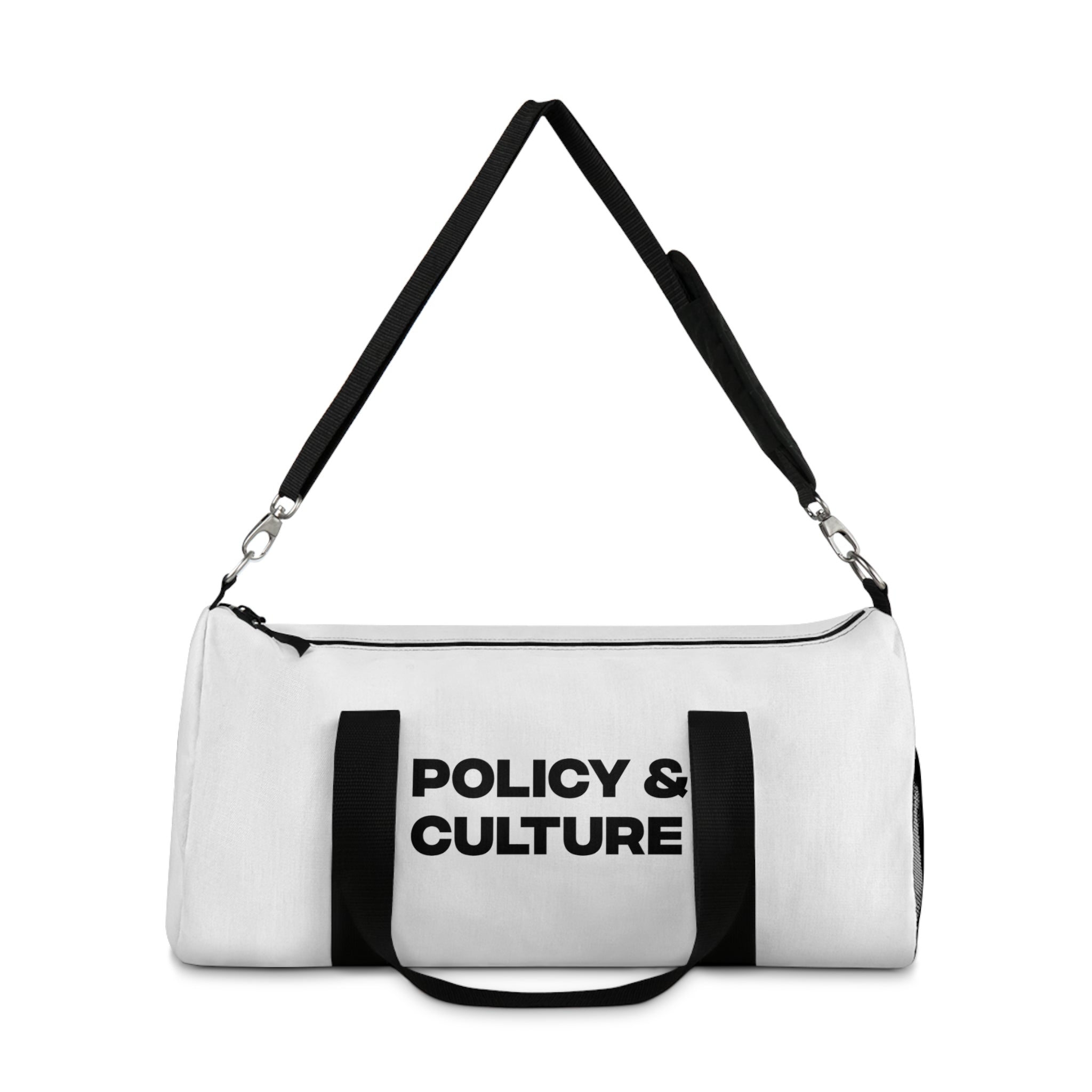Policy & Culture Duffel Bag — Bold Logo Gym Travel Bag