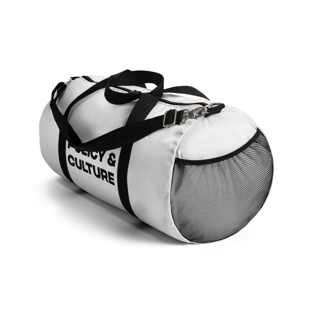 Policy & Culture Duffel Bag — Bold Logo Gym Travel Bag